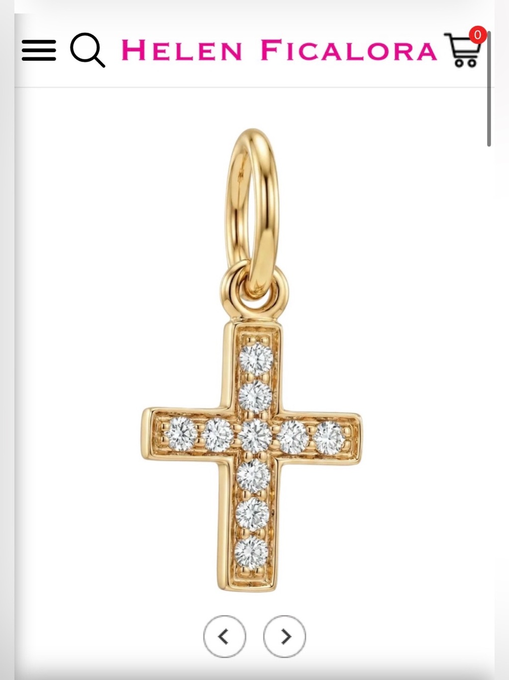 Helen Ficalora Cross Mini Charm Pavé Diamonds 14K Yellow Gold - Picture 2 of 7